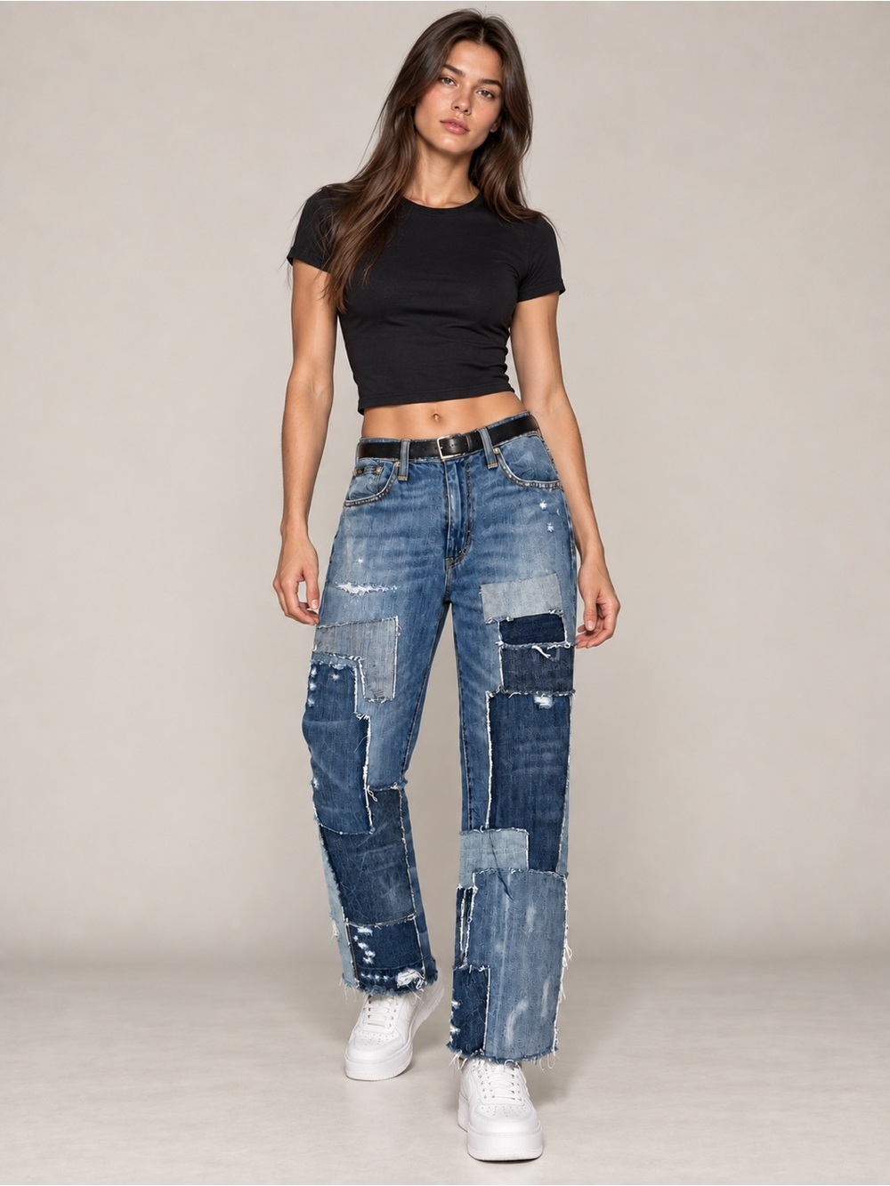 Polo Ralph Lauren Chrystie Patchwork Kick Flare Crop Jeans, y2k size 28(30x26)